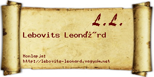 Lebovits Leonárd névjegykártya